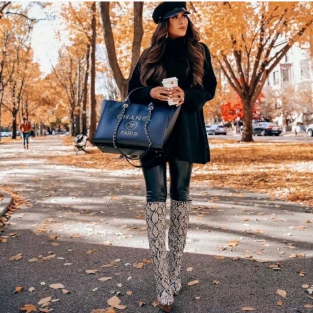 Last one! Zara * Snakeskin Print Knee High Heeled Boots - Picture 12 of 16